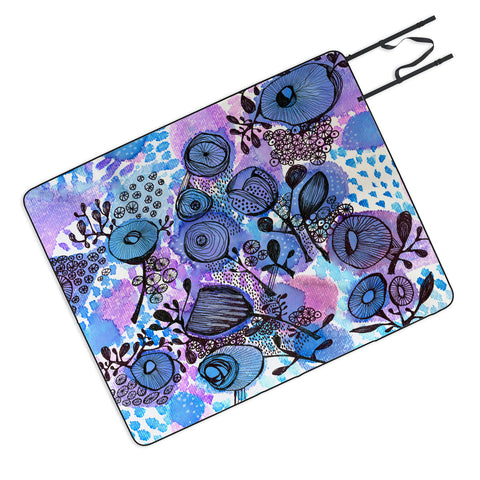 Julia Da Rocha Purple Flowers Bloom Picnic Blanket