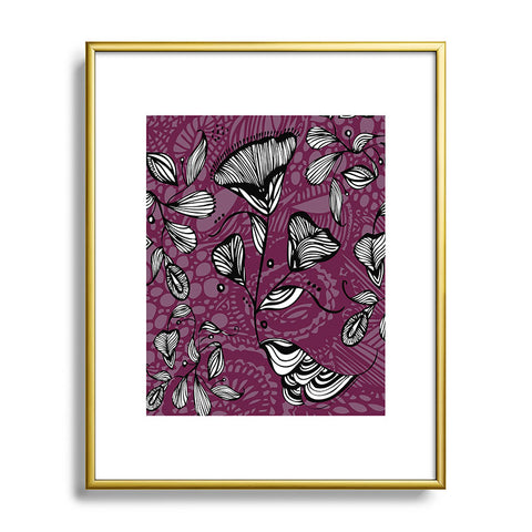 Julia Da Rocha Purple Funky Flowers Metal Framed Art Print