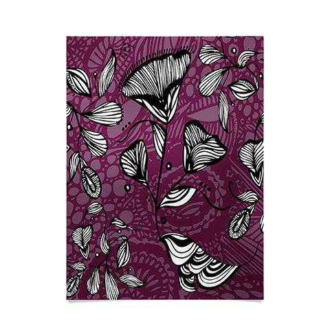 Julia Da Rocha Purple Funky Flowers Poster