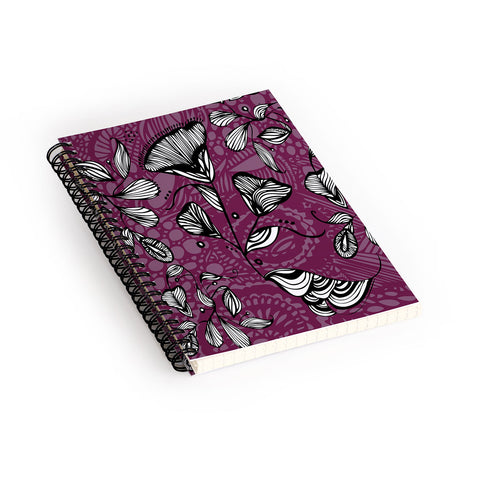 Julia Da Rocha Purple Funky Flowers Spiral Notebook