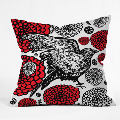 Julia Da Rocha Raven Rose Outdoor Throw Pillow