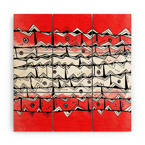 Julia Da Rocha Redbrick Azteca Wood Wall Mural