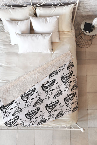 Julia Da Rocha Retro Bloom Fleece Throw Blanket