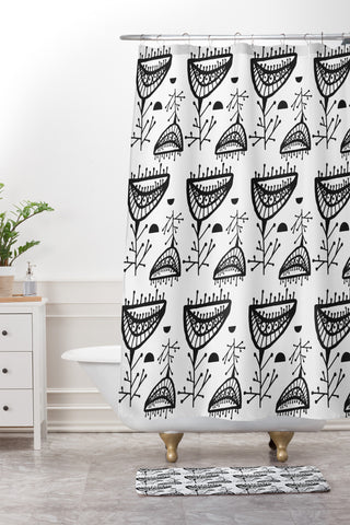 Julia Da Rocha Retro Bloom Shower Curtain And Mat