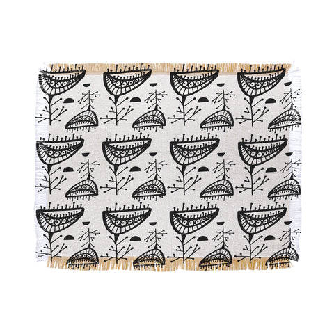 Julia Da Rocha Retro Bloom Throw Blanket
