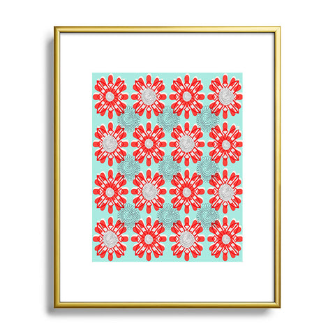 Julia Da Rocha Retro Flowers Metal Framed Art Print