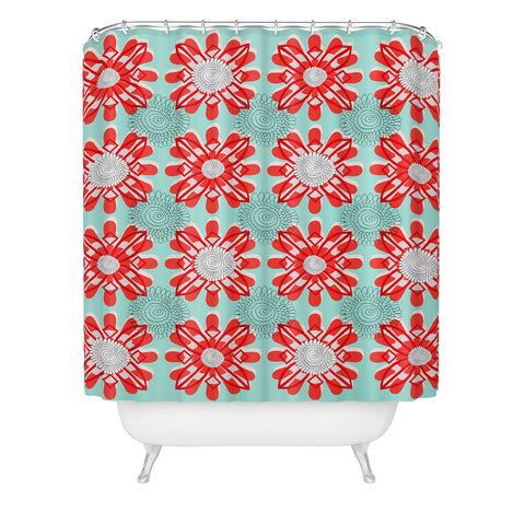 Julia Da Rocha Retro Flowers Shower Curtain