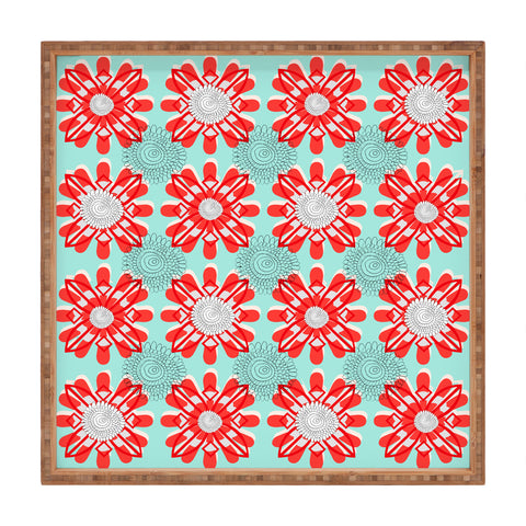 Julia Da Rocha Retro Flowers Square Tray
