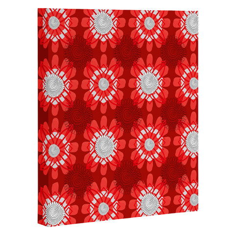Julia Da Rocha Retro Red Flowers Art Canvas