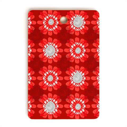 Julia Da Rocha Retro Red Flowers Cutting Board Rectangle