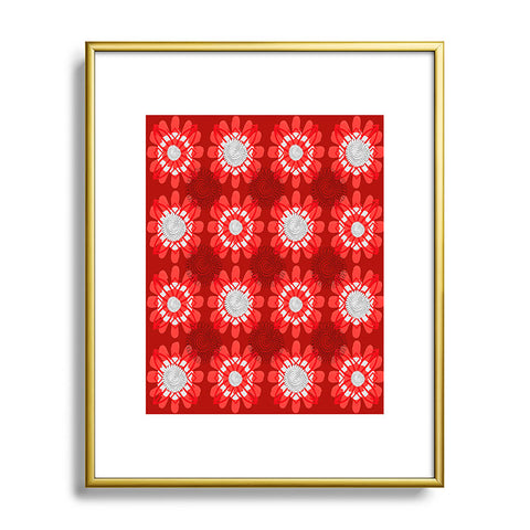 Julia Da Rocha Retro Red Flowers Metal Framed Art Print