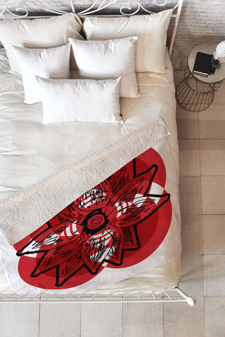 Julia Da Rocha Rojo Flor Fleece Throw Blanket