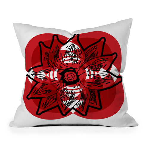 Julia Da Rocha Rojo Flor Throw Pillow