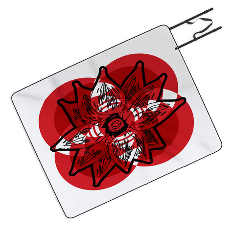 Julia Da Rocha Rojo Flor Picnic Blanket