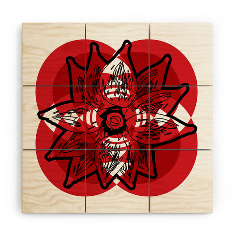 Julia Da Rocha Rojo Flor Wood Wall Mural