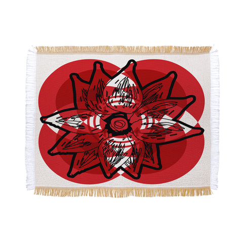 Julia Da Rocha Rojo Flor Throw Blanket