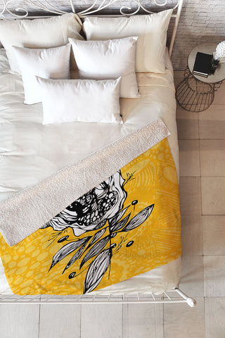 Julia Da Rocha Rose Funky Flowers Fleece Throw Blanket