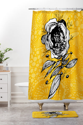 Julia Da Rocha Rose Funky Flowers Shower Curtain And Mat