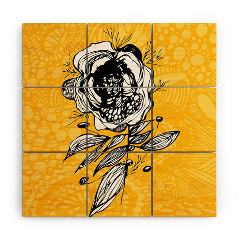 Julia Da Rocha Rose Funky Flowers Wood Wall Mural