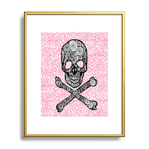 Julia Da Rocha Skull N Roses Metal Framed Art Print