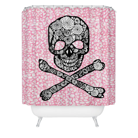Julia Da Rocha Skull N Roses Shower Curtain