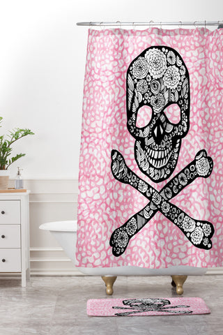 Julia Da Rocha Skull N Roses Shower Curtain And Mat