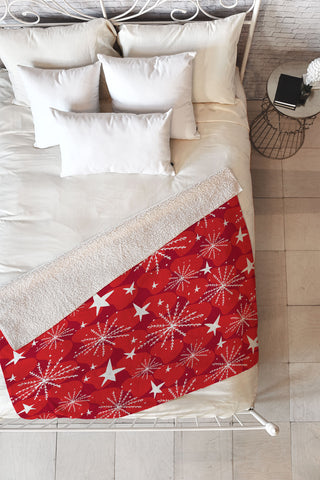 Julia Da Rocha Snow And Stars Fleece Throw Blanket