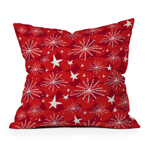 Julia Da Rocha Snow And Stars Throw Pillow