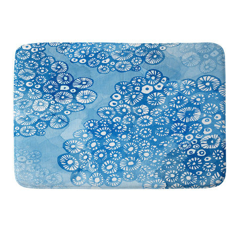 Julia Da Rocha Watercolor Bleu Memory Foam Bath Mat