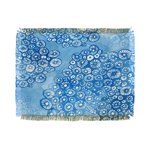 Julia Da Rocha Watercolor Bleu Throw Blanket