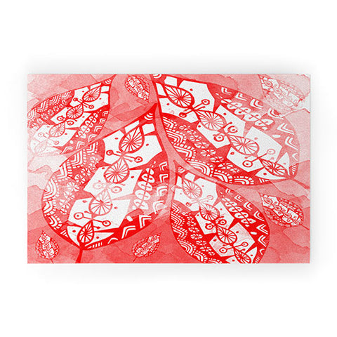 Julia Da Rocha Watercolor Redleaves Welcome Mat