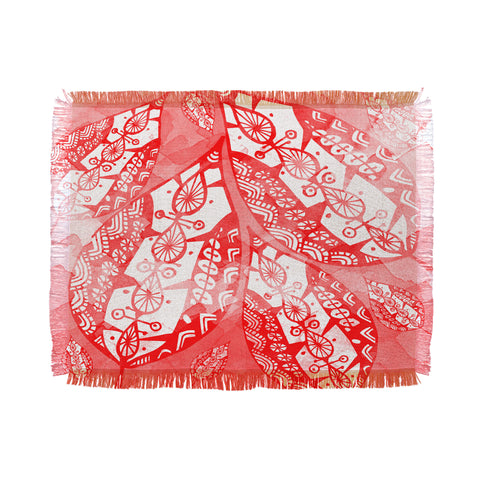Julia Da Rocha Watercolor Redleaves Throw Blanket