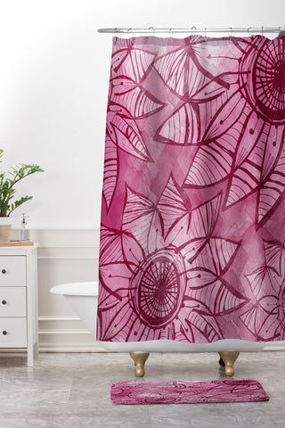 Julia Da Rocha Watercolor Rosa Shower Curtain And Mat