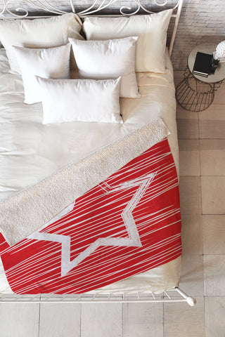 Julia Da Rocha White Star Fleece Throw Blanket