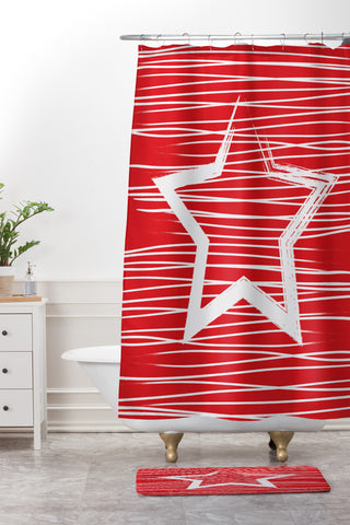 Julia Da Rocha White Star Shower Curtain And Mat