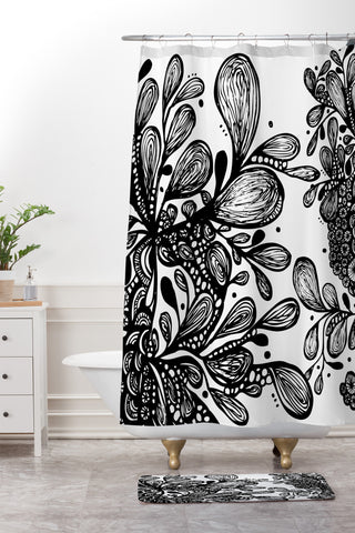 Julia Da Rocha Wild Leaves Shower Curtain And Mat