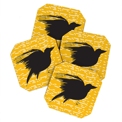 Julia Da Rocha Yellow Crow Coaster Set