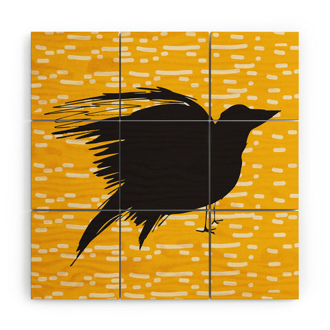 Julia Da Rocha Yellow Crow Wood Wall Mural