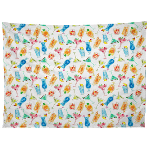 Julia Madoka Colorful cocktails white Tapestry