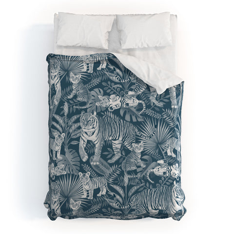 Julia Madoka Family of Tigers Monochrome Duvet Cover