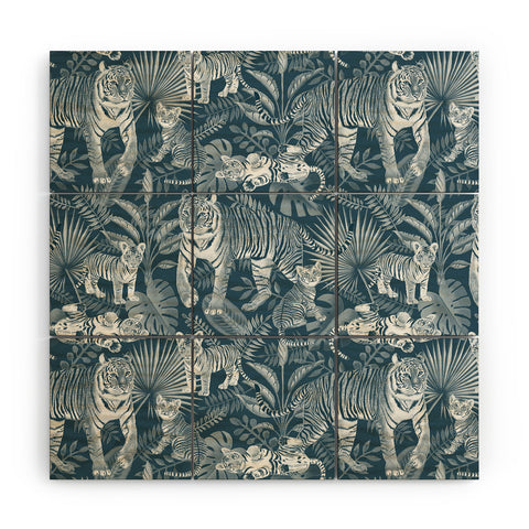 Julia Madoka Family of Tigers Monochrome Wood Wall Mural