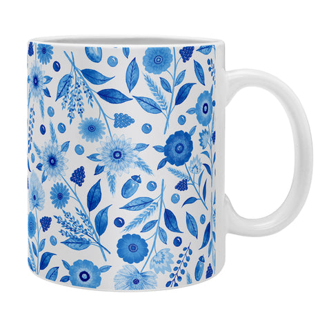 Julia Madoka Sky Blue Folk Florals Coffee Mug
