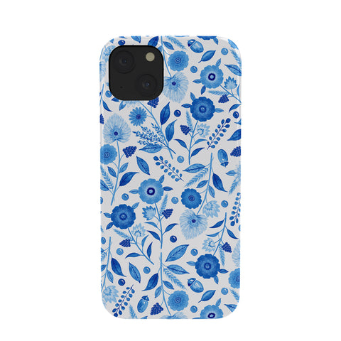 Julia Madoka Sky Blue Folk Florals Phone Case