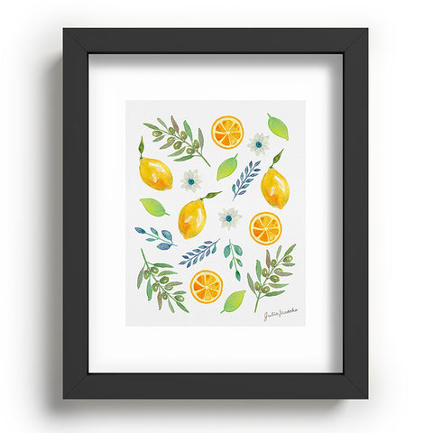 Julia Madoka Watercolor Lemons and Olives Recessed Framing Rectangle