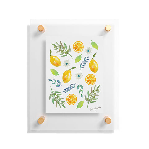 Julia Madoka Watercolor Lemons and Olives Floating Acrylic Print