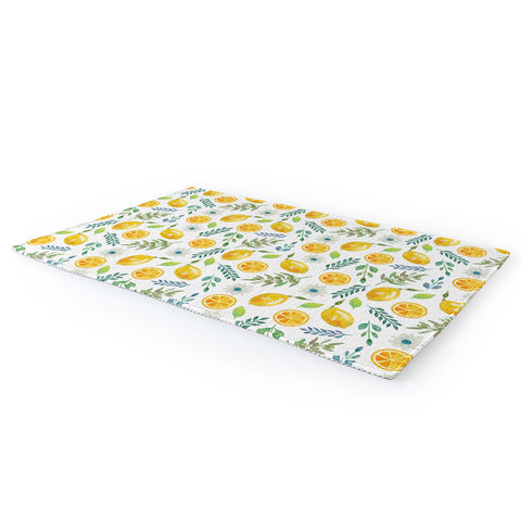 Julia Madoka Watercolor Lemons and Olives Area Rug