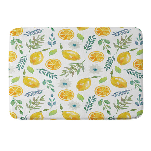 Julia Madoka Watercolor Lemons and Olives Memory Foam Bath Mat