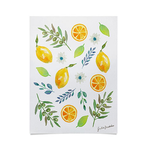 Julia Madoka Watercolor Lemons and Olives Poster
