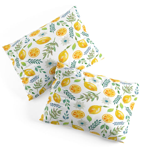 Julia Madoka Watercolor Lemons and Olives Pillow Shams