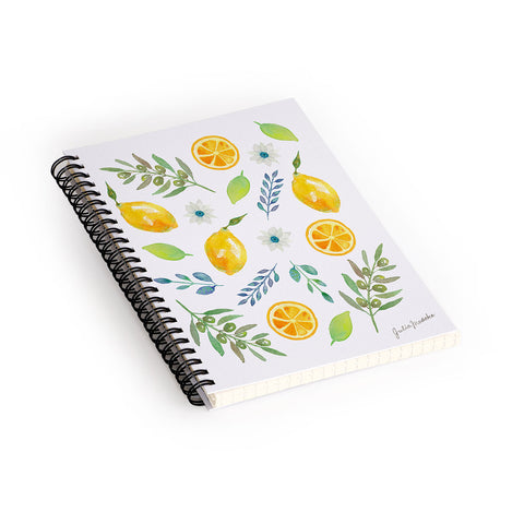 Julia Madoka Watercolor Lemons and Olives Spiral Notebook